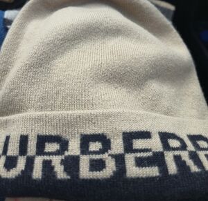 Burberry Tan and Black Knit Beanie
